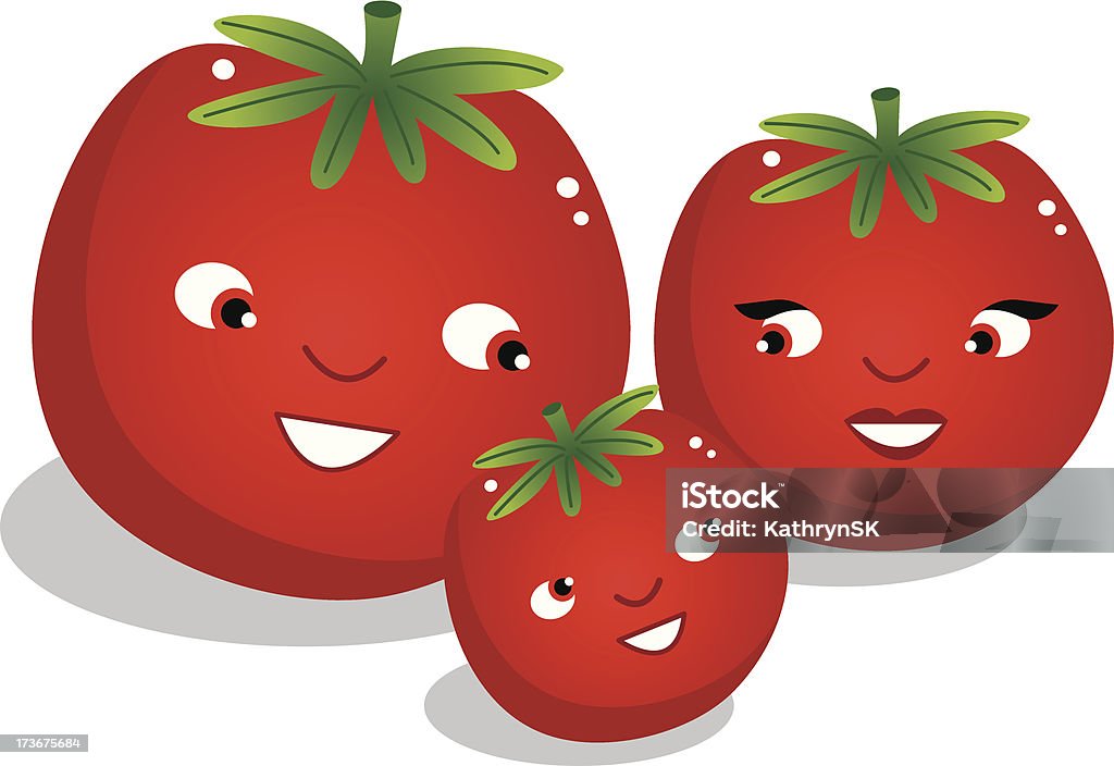 Linda família de tomate - Vetor de Família royalty-free