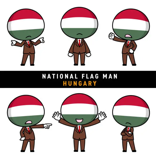 Vector illustration of Illustration of a character personifying the Hungarian flag