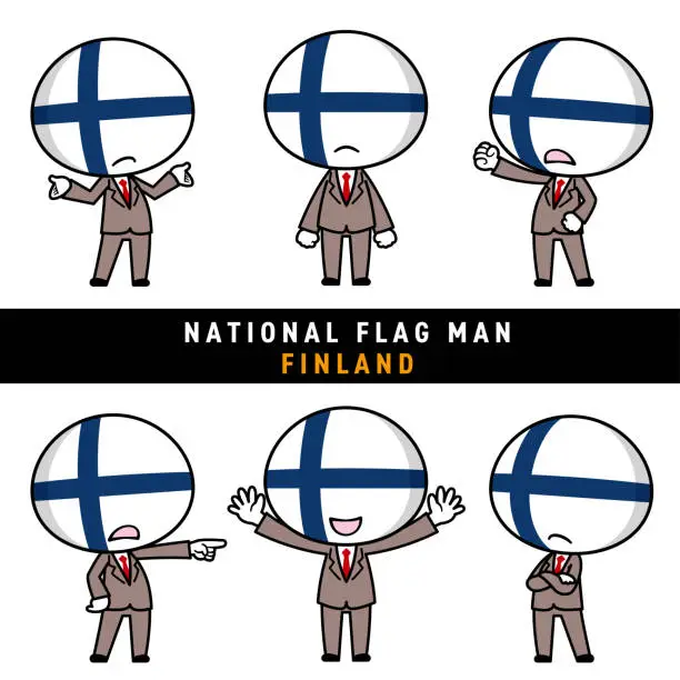 Vector illustration of Illustration of a character personifying the Finnish flag