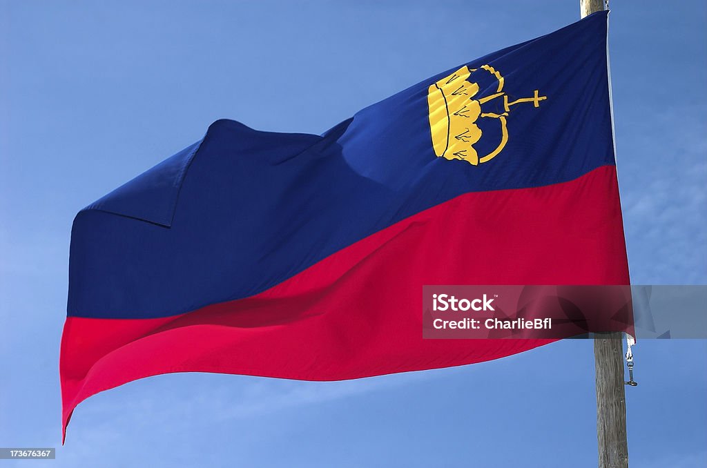 Bandeira Principado do Liechtenstein - Royalty-free Azul Foto de stock