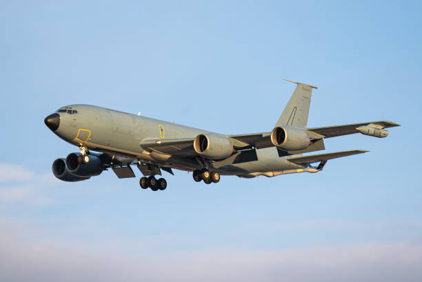 istock Boeing Kc135 Stratotanker landing at dusk 1736769125