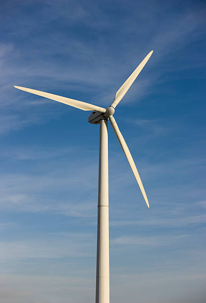 Single Windmill and Sky stock photo