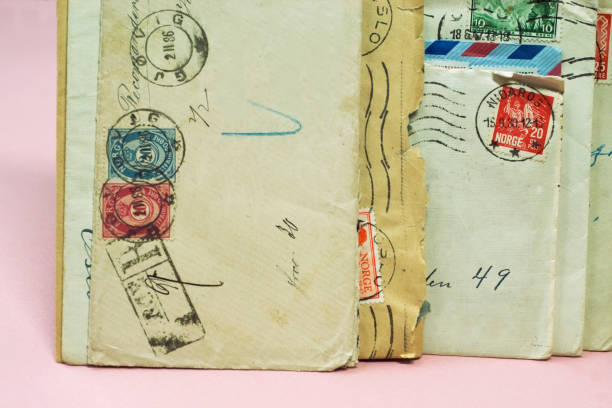 istock Heap of vintage  worn letters with stamps. 173678082