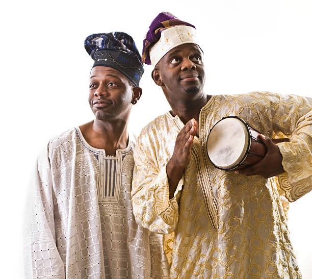 Happy West African Musicians Isolated on White
