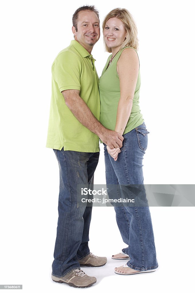 Casal sorridente isolado - Foto de stock de Adulto royalty-free