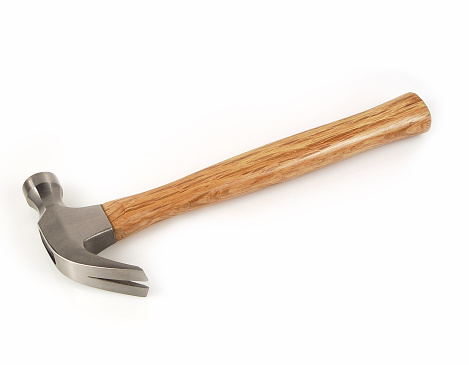 Brand new hammer isolated on white background - great for showing work, construction, tools, etc.