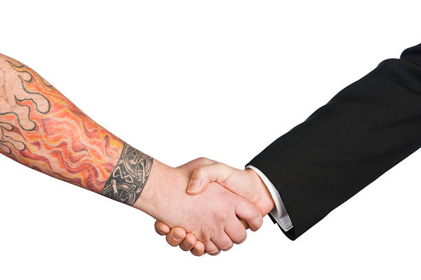 Tattooed Handshake stock photo