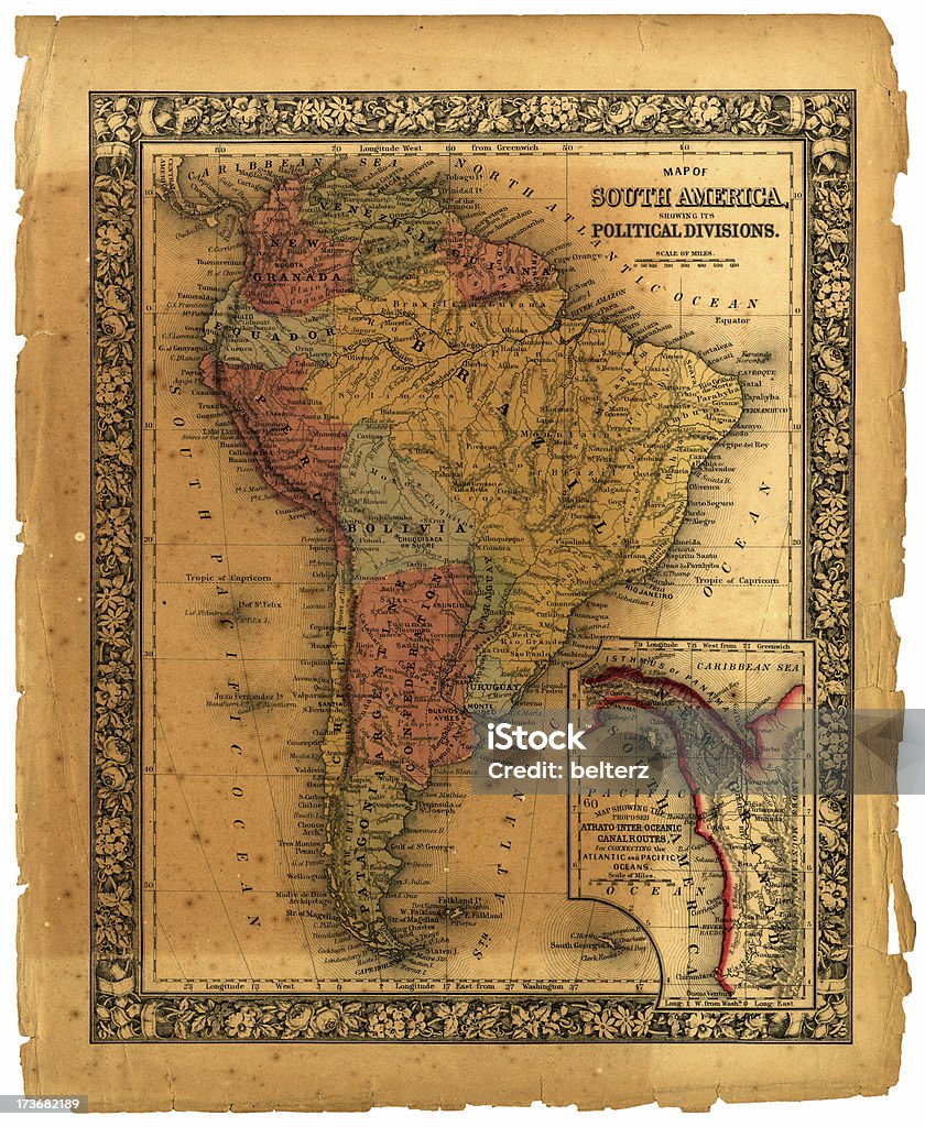 Mapa político de América do Sul - Royalty-free Antigo Foto de stock