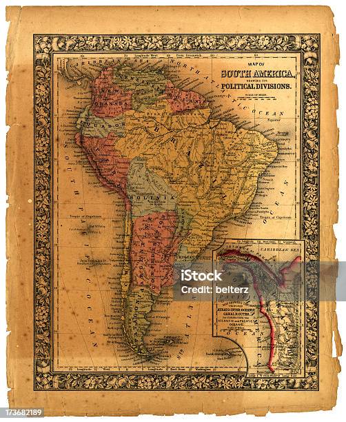 Mapa Político De América Do Sul - Fotografias de stock e mais imagens de Antigo - Antigo, Novo, Oeste