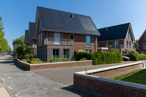 Utrecht, the Netherlands. 08 July 2023. integrated solar panels. Photovoltaic panels in the roof. Roof tile Of Solar Panels. View of solar panels (solar cell) in the roof house with sunlight