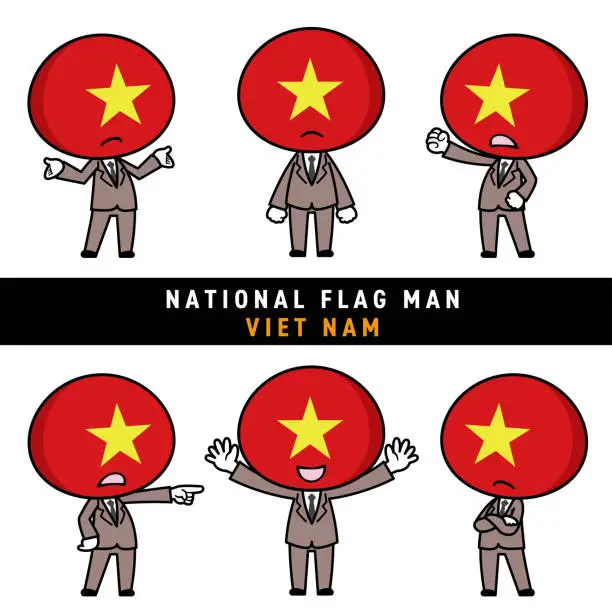Vector illustration of Illustration of a character personifying the Vietnam flag