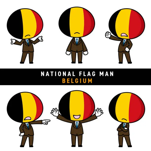 Vector illustration of Illustration of a character personifying the Belgian flag