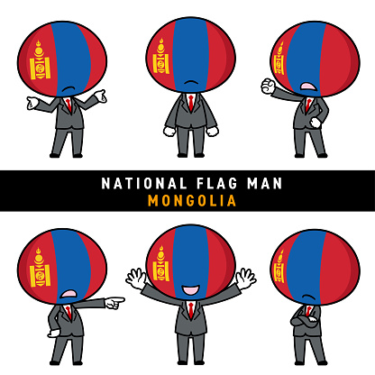 Illustration set of human characters personifying the national flag written on a white background