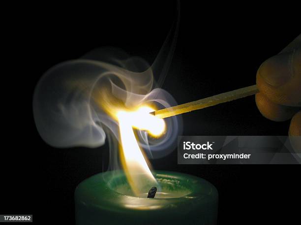 Candle Stock Photo - Download Image Now - Flame, Match - Lighting Equipment, Advent