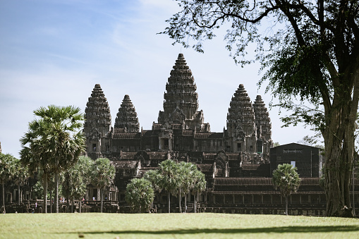 Warm morning view of Angkor Wat Temple in cambodia