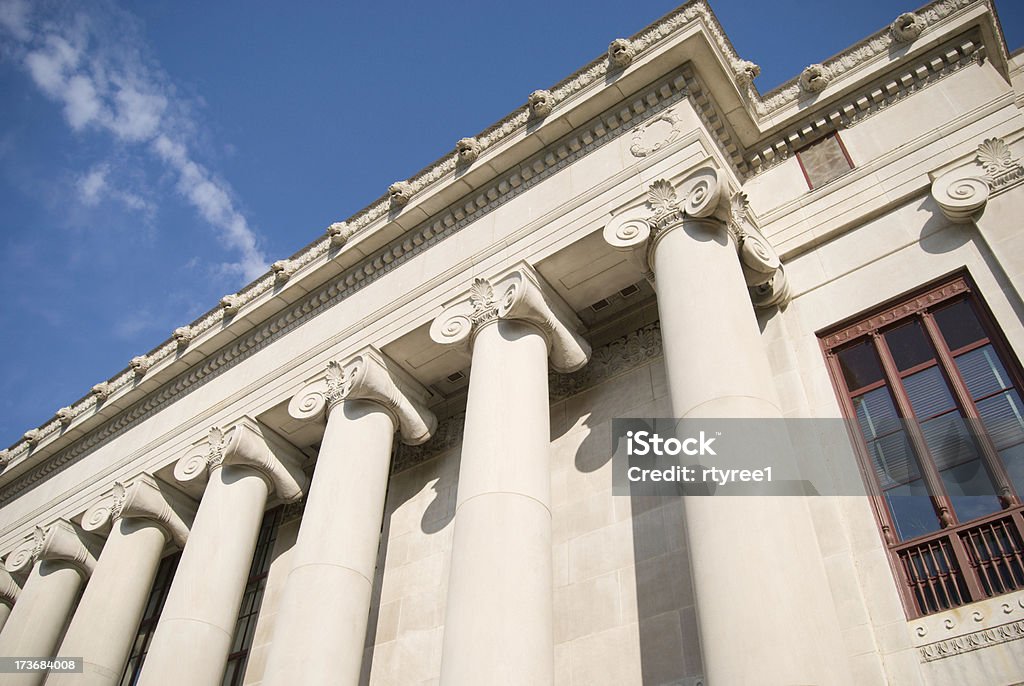 Columns Columns and architectural detail on a city hall building Architectural Column Stock Photo