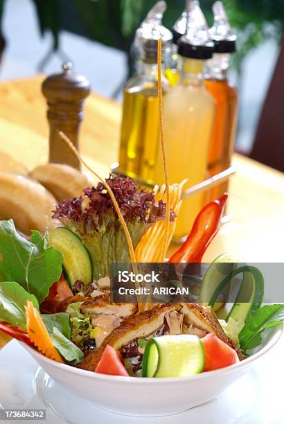 Delicious Ceasar Salad Stock Photo - Download Image Now - Bread, Chicken Meat, Chicken Salad