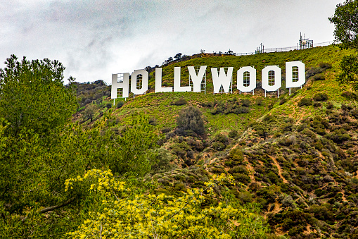 Los Angeles, USA, October 1, 2023: Photo of the famous Hollywood sign icon of the filmmakers in the American city of Los Angeles in the state of California in USA.
