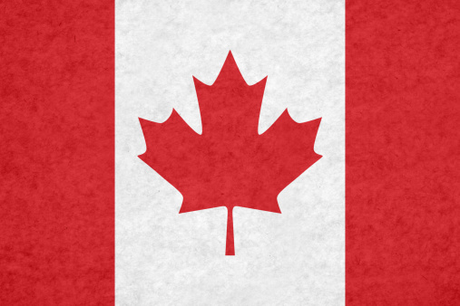 Canadian flag on mottled paper.Related images;