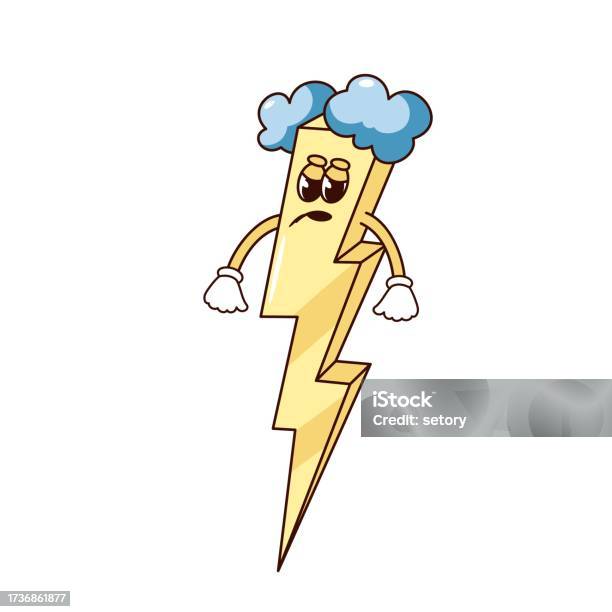 Anger Lightning Groovy Angry Lightning Character Stock Illustration - Download Image ...