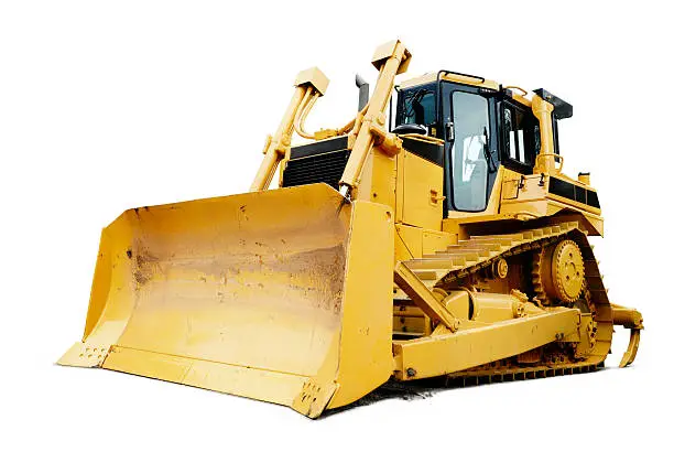 Heavy construction machine in mint condition - isolated on white with soft shadow + clipping path