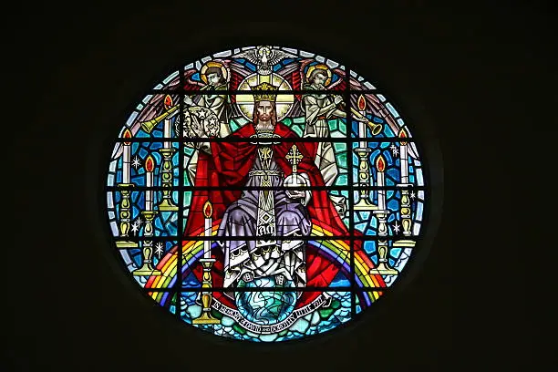 Jesus Christ enthroned in glass.