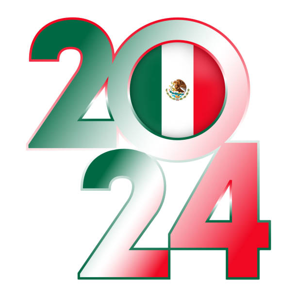 istock Happy New Year 2024 banner with Mexico flag inside. Vector illustration. 1736884156