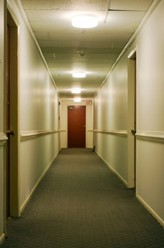 Corridor with exit signArchitectural details series: