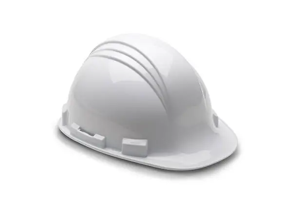 Photo of A white fire man's hard hat on a white background