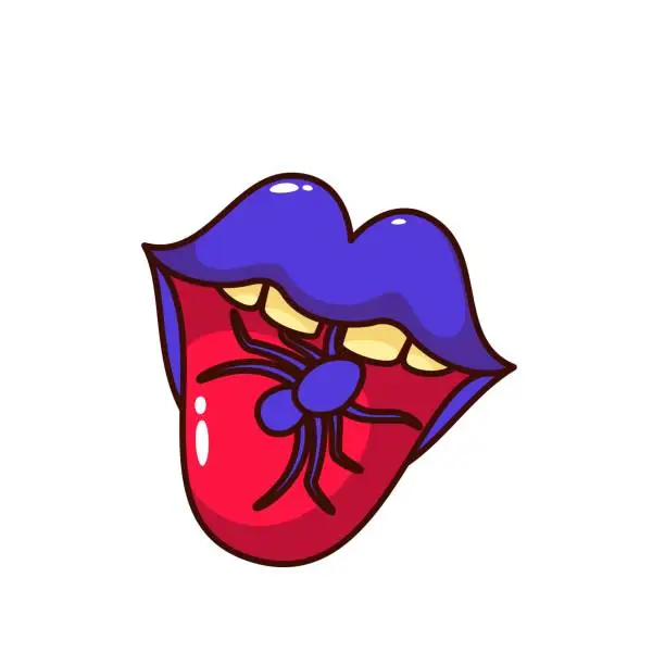 Vector illustration of Groovy Halloween Lips With Tongue