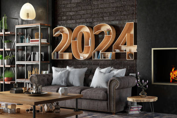 istock 2024 BookShelf with Cozy Interior Fireplace and Books 1736911060