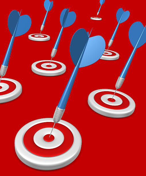 istock Blue darts on red background 173691181