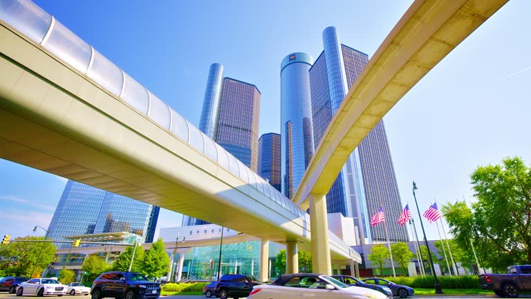 Renaissance Center and monorail , Detroit , Michigan