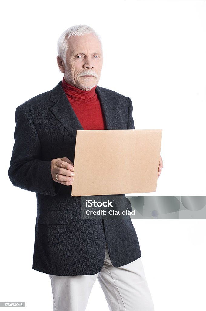Out of money "Senior adult, 68 years old, with empty sign. Concept for small pension." 65-69 Years Stock Photo