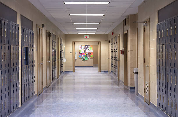 istock School Hallway with Lockers and Bulltein Board 173693158