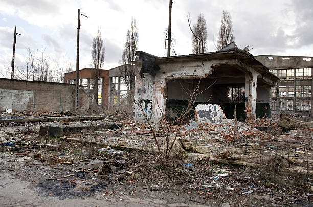 istock Destroyed industrial building on crisis time 173693343