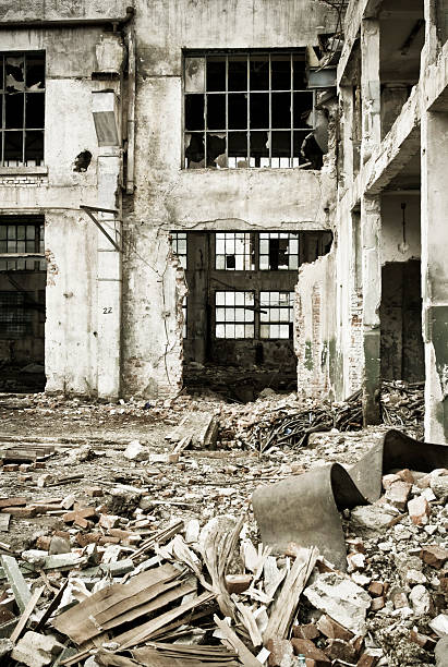 istock Destroyed building on crisis time 173693411