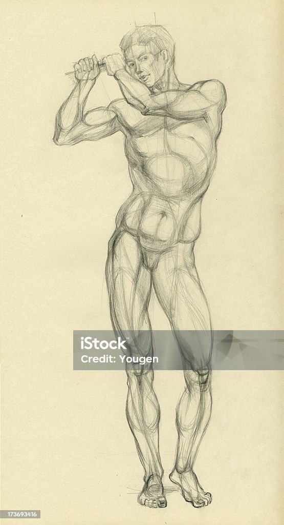 The nudity model A pencil drawing.Look gallery: Naked stock illustration