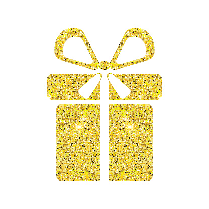 Gliitter Gift Box Icon Gold Illusttation Gift Box Glitter Vector Gift