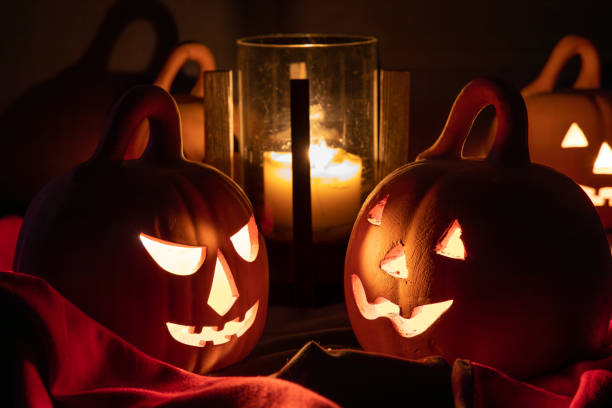 istock Halloween pumpkin decoration with candle 1736939037