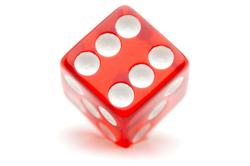 One dice displaying a six.