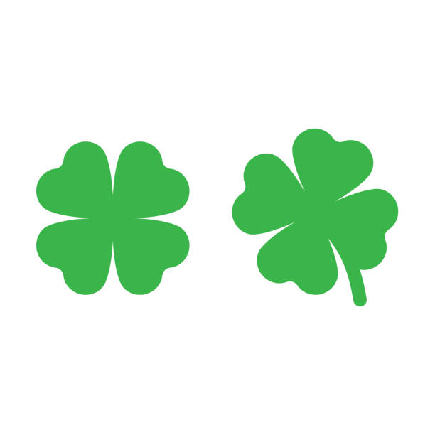 Four leaved clover vector icon Shamrock, luck and lucky symbol clover leaf stock illustrations