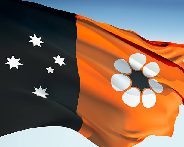 Northern Territory flag waving in the wind. Elaborate rendering including motion blur and even a fabric texture (visible at 100%).