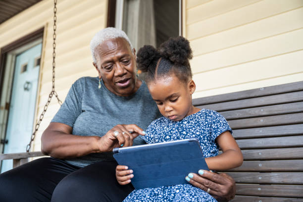 istock Young Black girl learning how to use digital tablet 1736962851