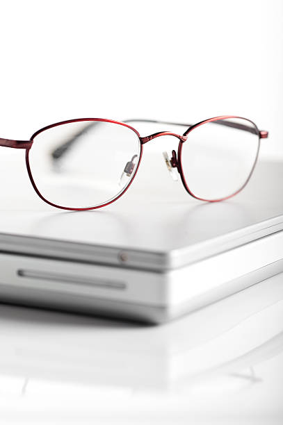 Computer Laptop With Glasses stock photo