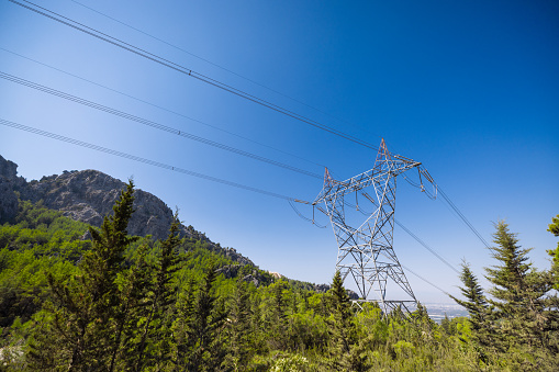 Electricity pylons electricity pole high transmission lines
