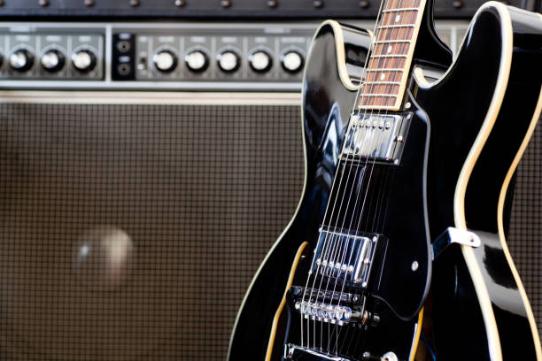 Retro guitar amplifier on white background with clipping path.