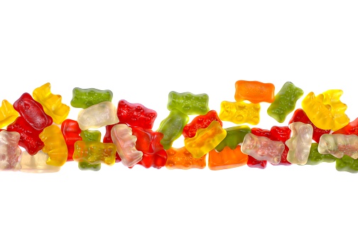 Gummibears dekoration , copy space in the uper and lower area