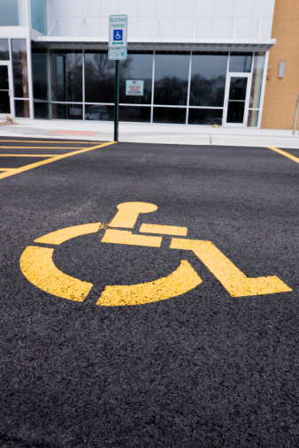 Handicapped parking spot, shallow depth of field