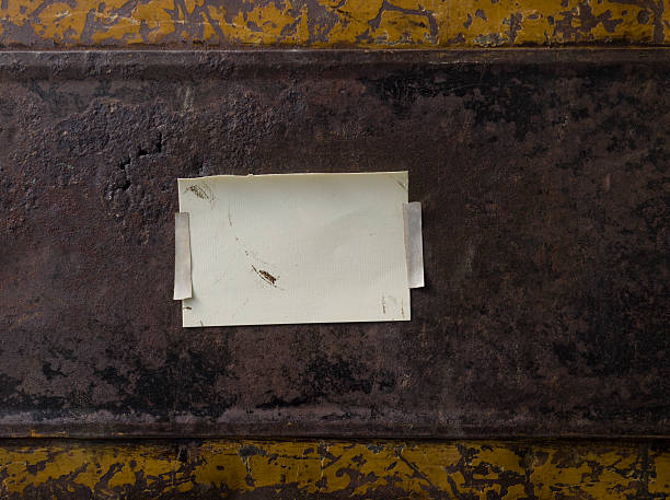 Old Metal Trunk with Paper Middle Horizontal - XXXL stock photo